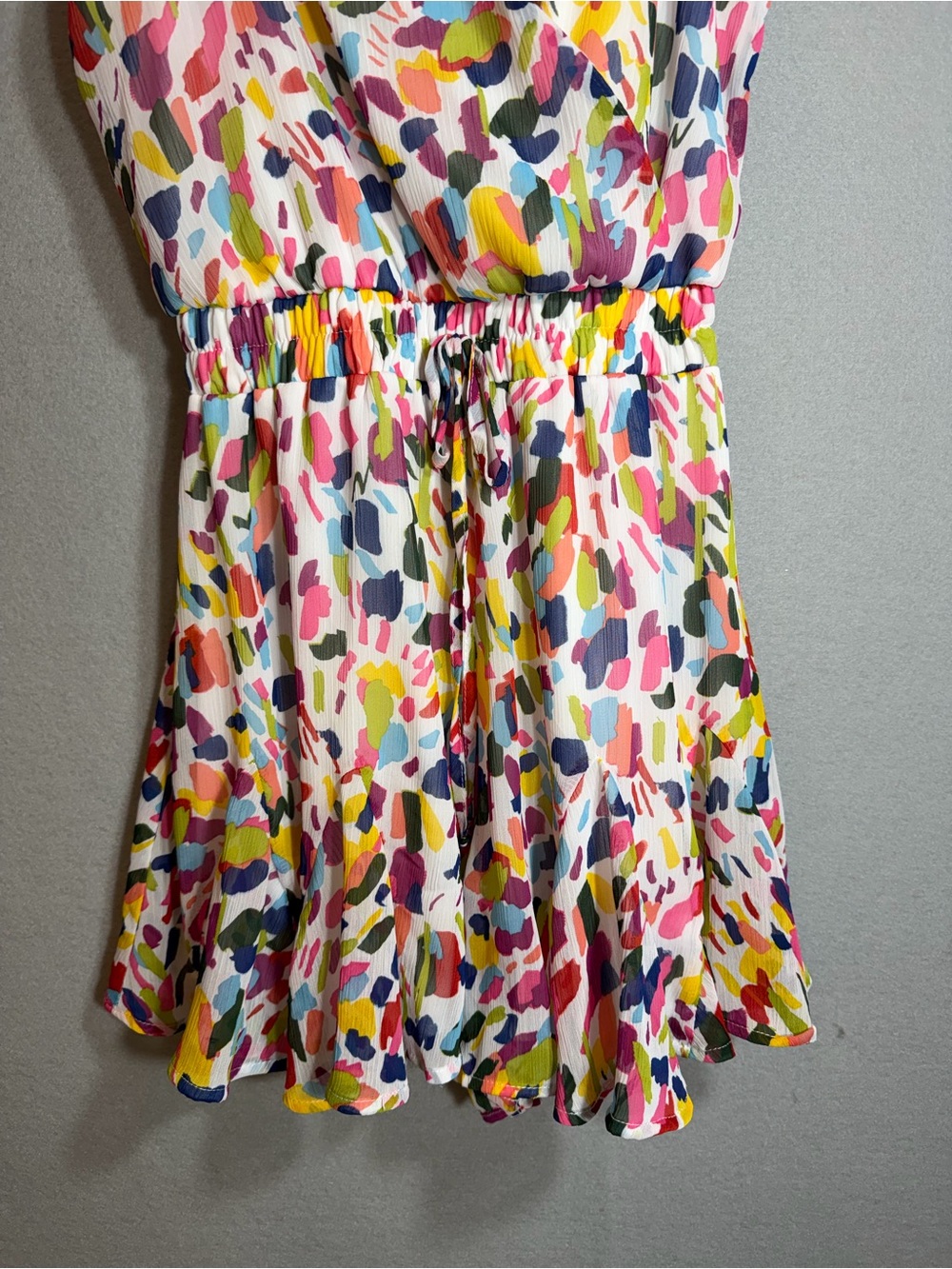 Colorful Rainbow Print Sleeveless Mini Dress Romper Small White Flowy - Picture 4 of 15